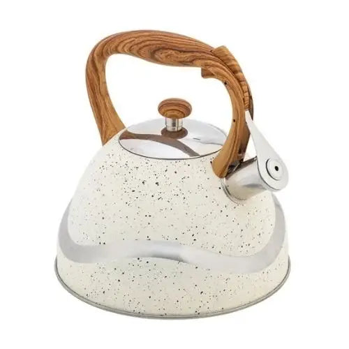 Bouilloire Vintage Blanc Crème avec manche bois