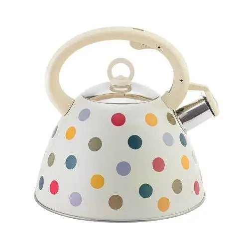 Bouilloire Vintage Blanche à Pois Multicolor
