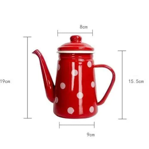 Bouilloire vintage rouge à pois