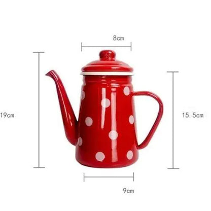 Bouilloire vintage rouge à pois
