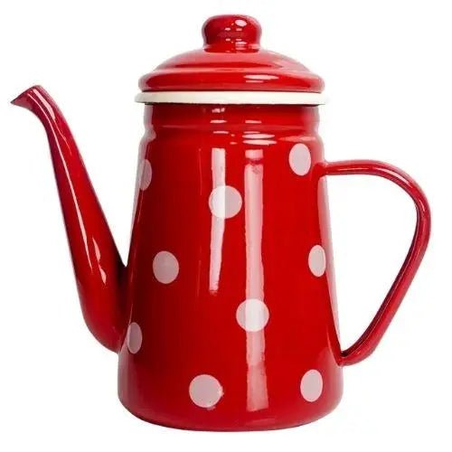 Bouilloire vintage rouge à pois