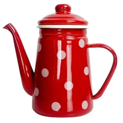 Bouilloire vintage rouge à pois