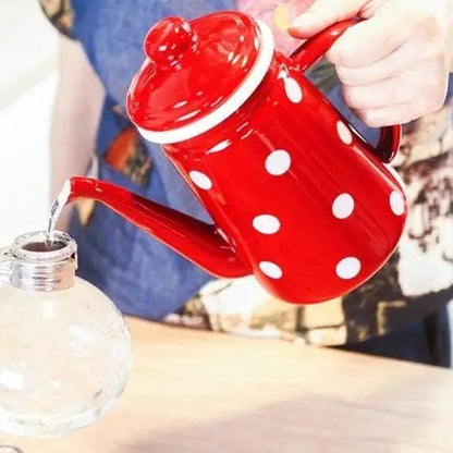 Bouilloire vintage rouge à pois