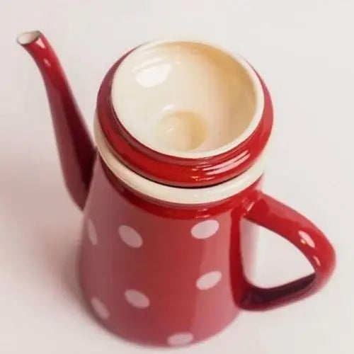 Bouilloire vintage rouge à pois