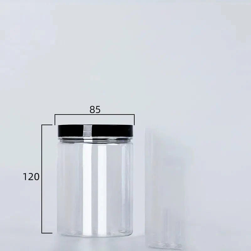 Bouteille de rangement circulaire à couvercle noir 350ml