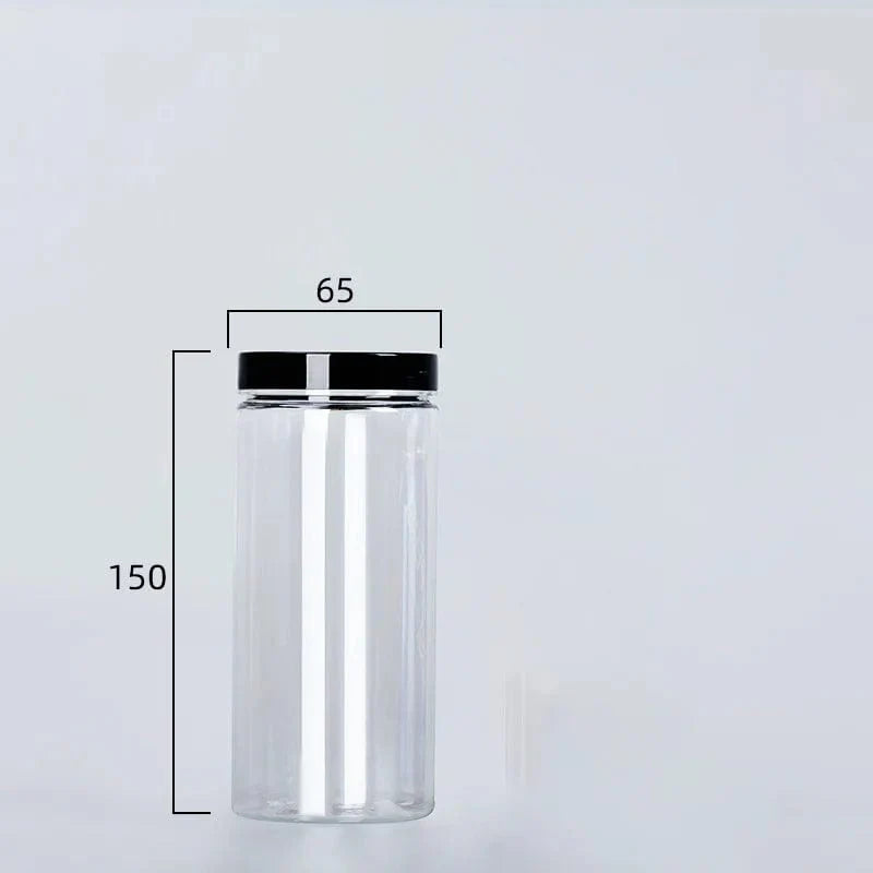 Bouteille de rangement circulaire à couvercle noir 440ml