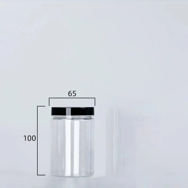 Bouteille de rangement circulaire à couvercle noir 500ml