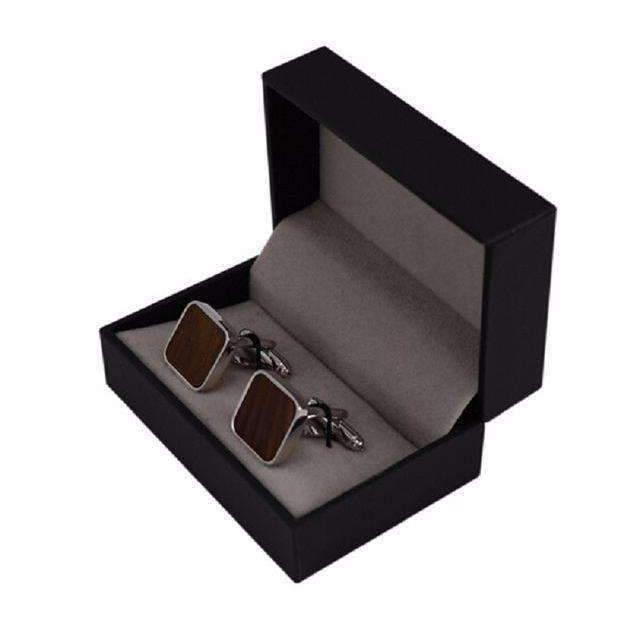 Boutons Manchettes Bois Carrés