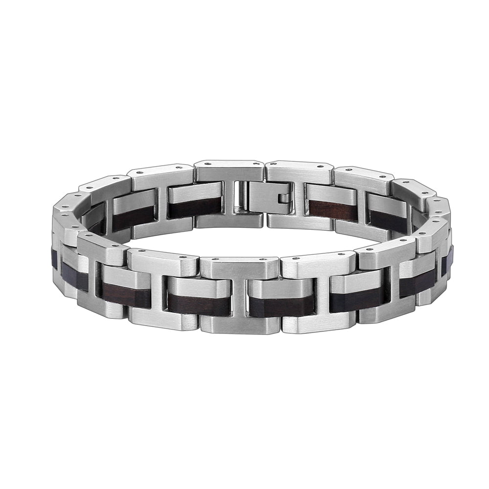 Bracelet Homme Bois - Steel Black