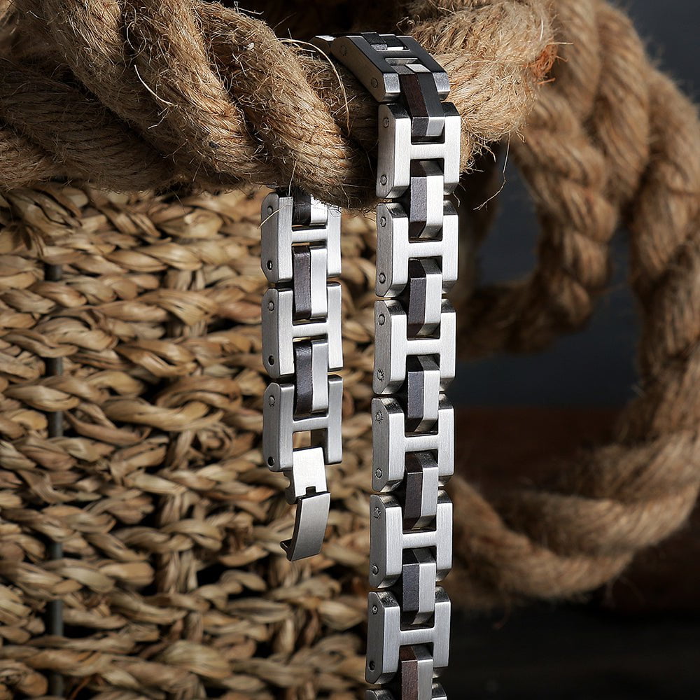 Bracelet Homme Bois - Steel Black