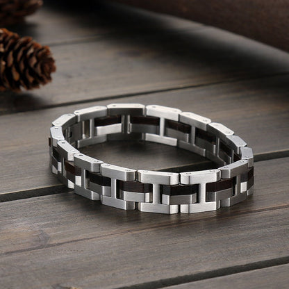 Bracelet Homme Bois - Steel Black