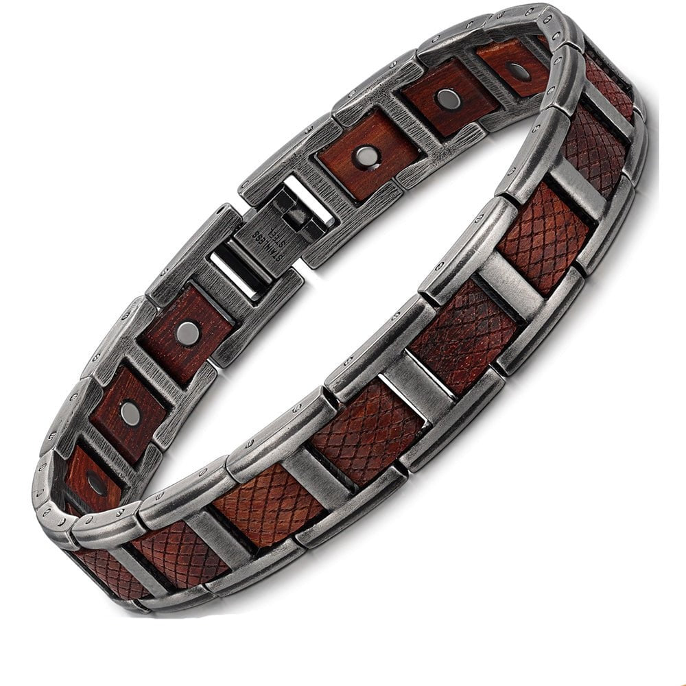 Bracelet magnetique bois - Crossed Acajou