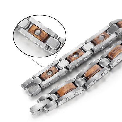 Bracelet magnetique bois - Slim Zebra