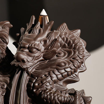 Brûleur d'encens dragon terre cuite