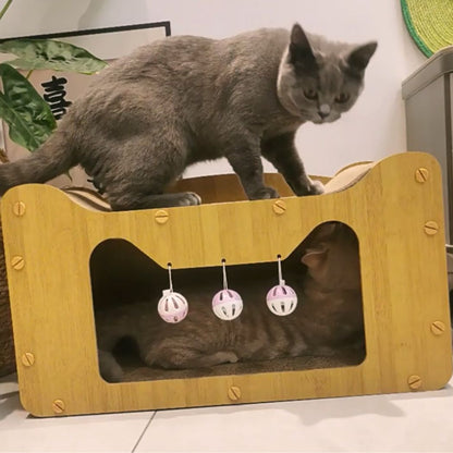 cabane à chat griffoir