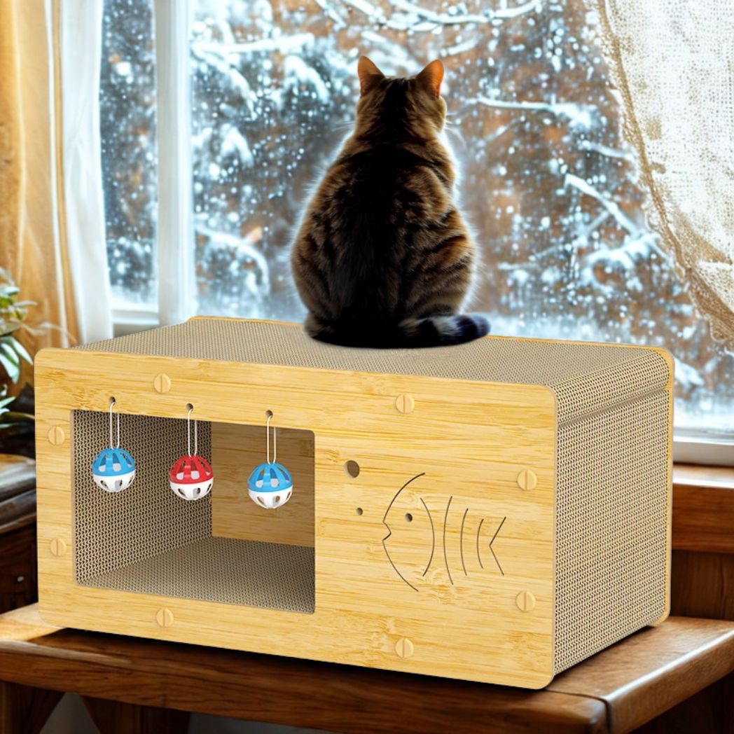 cabane à chat griffoir