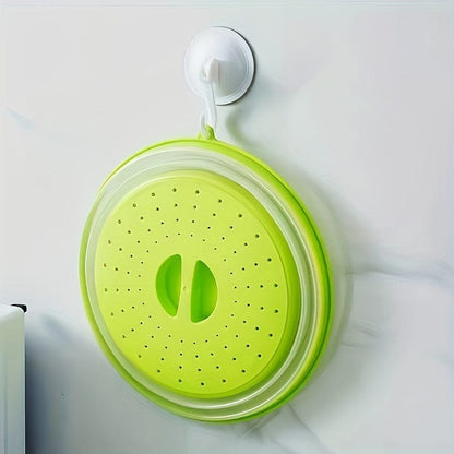 Cache-Micro-Ondes Pliant Ventilé Rond avec Poignée, Filtre Alimentaire Lavable, Ustensile Cuisine
