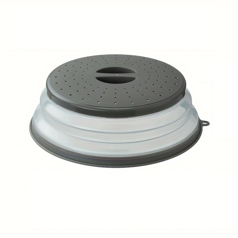 Cache-Micro-Ondes Pliant Ventilé Rond avec Poignée, Filtre Alimentaire Lavable, Ustensile Cuisine Black