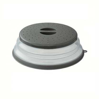 Cache-Micro-Ondes Pliant Ventilé Rond avec Poignée, Filtre Alimentaire Lavable, Ustensile Cuisine Black