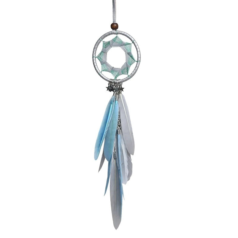 Attrape rêves Gris Plumes Bleuté