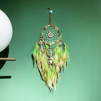 Attrape Rêve Plumes vert du druide