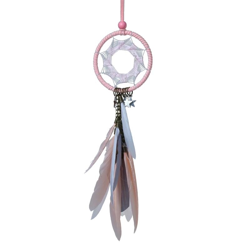 Attrape rêves Rose Plumes Pastel