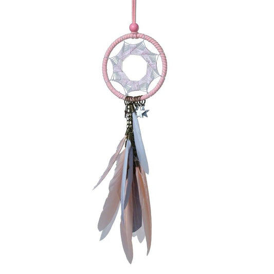 Attrape rêves Rose Plumes Pastel