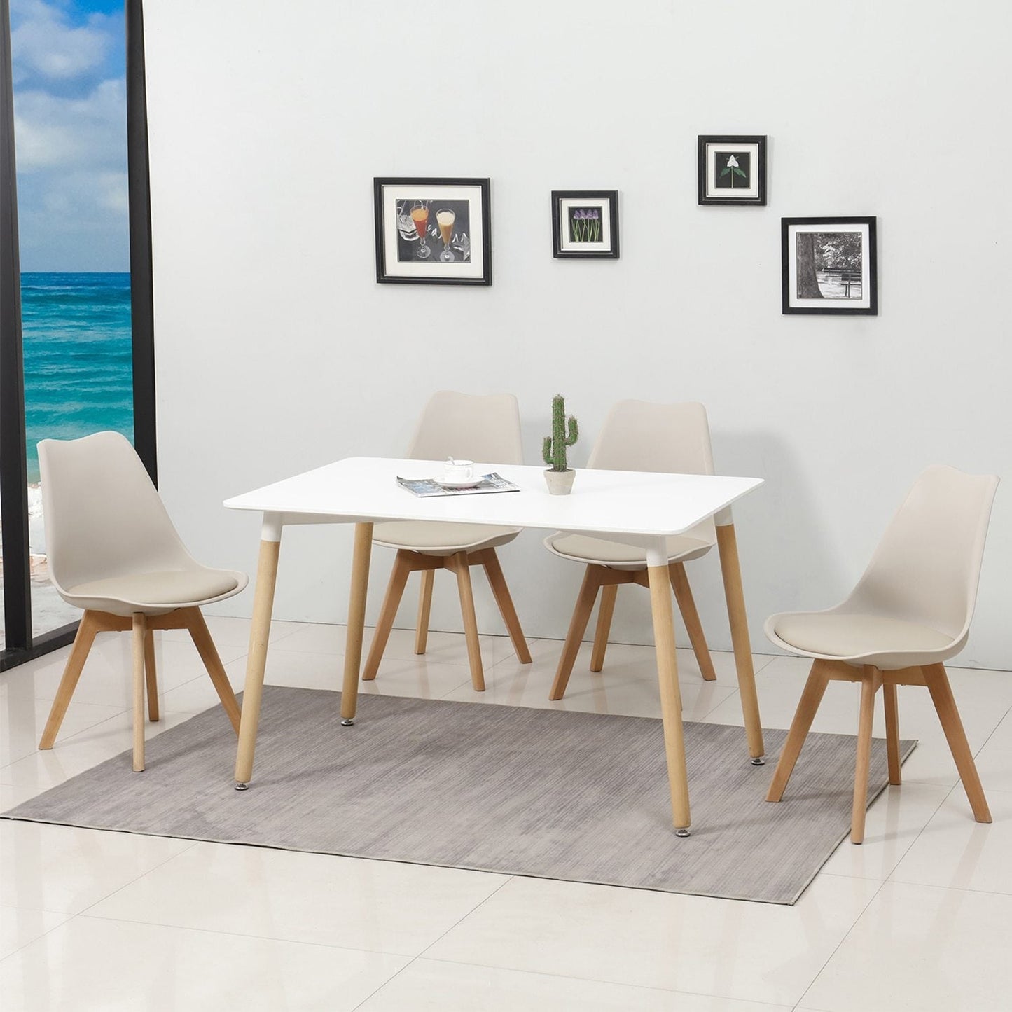 Lot de 4 Chaises Scandinaves Beige