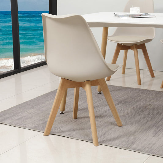 Lot de 4 Chaises Scandinaves Beige