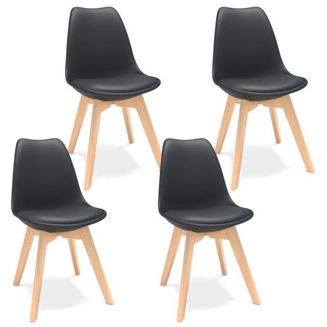 Lot de 4 Chaises Scandinaves Noires