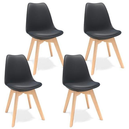 Lot de 4 Chaises Scandinaves Noires