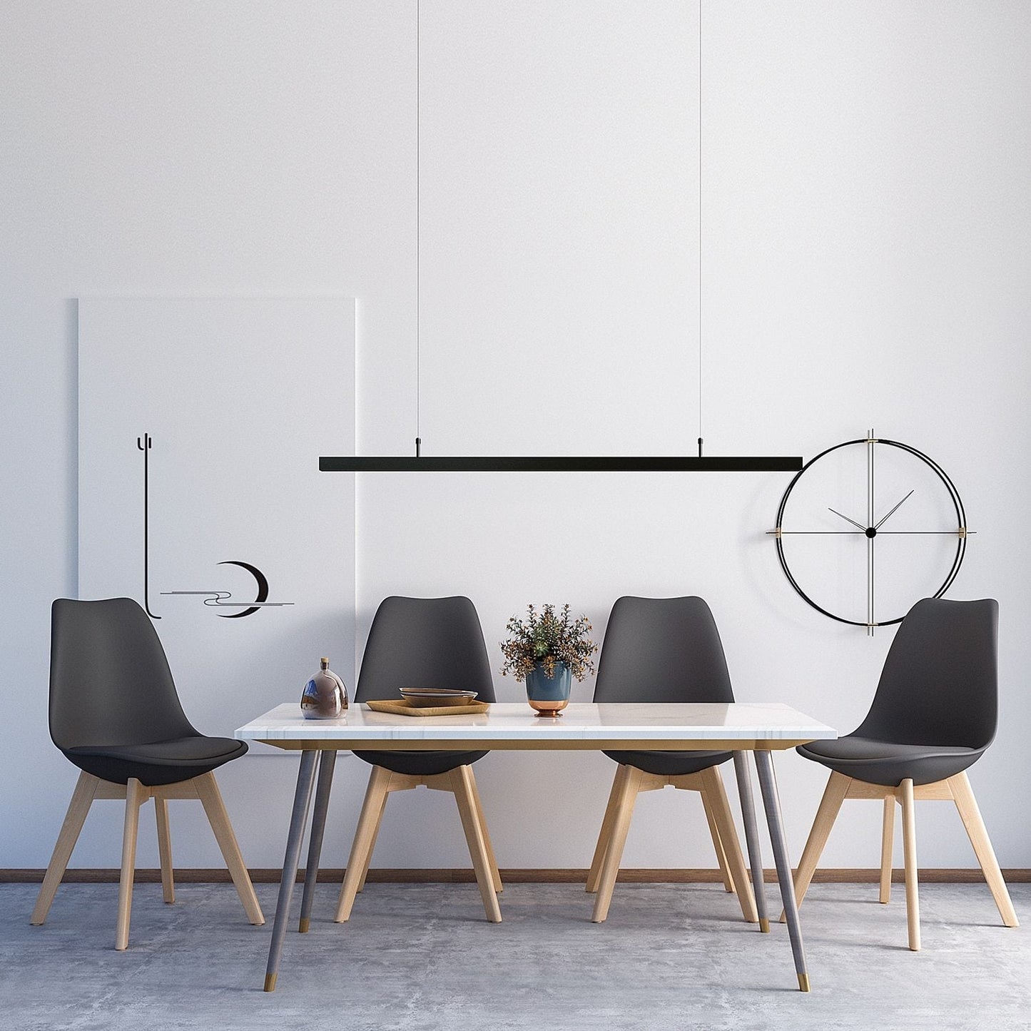 Lot de 4 Chaises Scandinaves Noires