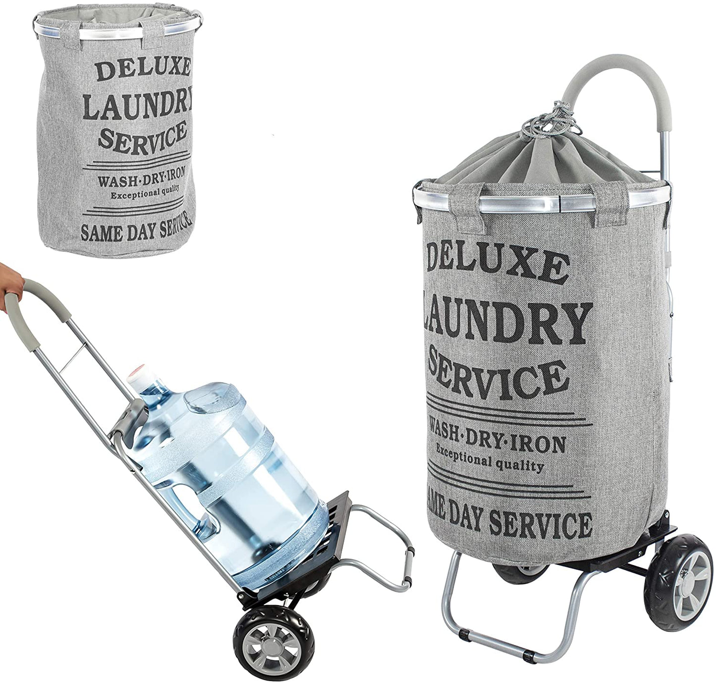 Chariot Blanc ergonomique pour Panier à Linge
