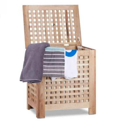 Coffre à Linge en Bois de Noyer avec Couvercle