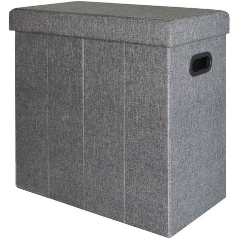 Coffre de Rangement pliant Pouf Gris
