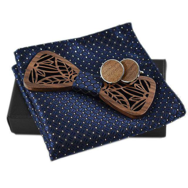 bleu Coffret Noeud Papillon Bois - Koi