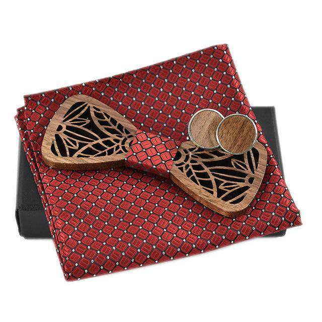 rouge Coffret Noeud Papillon Bois - Koi