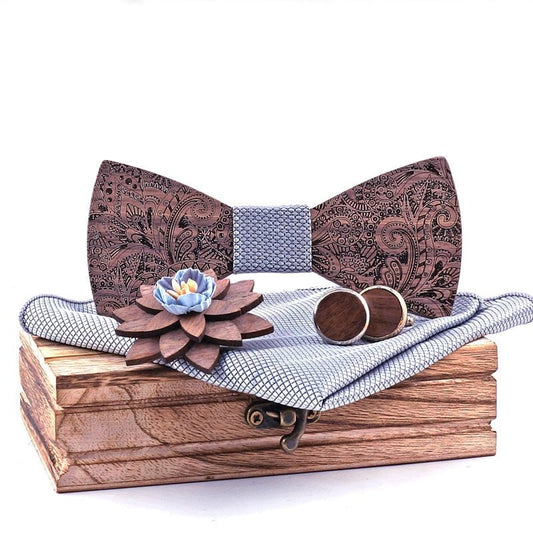 Coffret Noeud Papillon Bois Mariage - Elegant