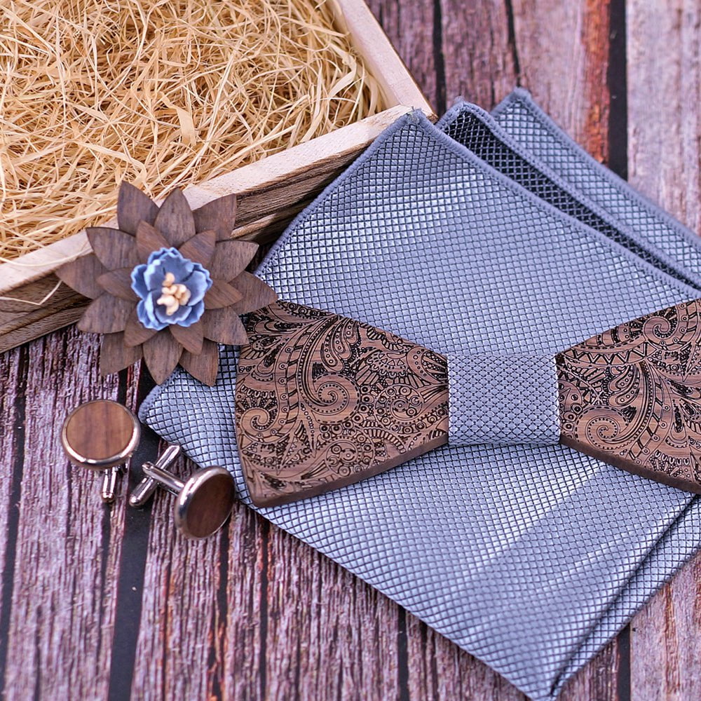 Coffret Noeud Papillon Bois Mariage - Elegant