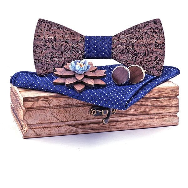 Coffret Noeud Papillon Bois Mariage - Elegant T282-C1