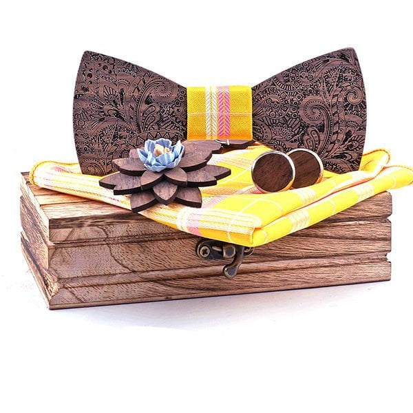 Coffret Noeud Papillon Bois Mariage - Elegant T282-C4