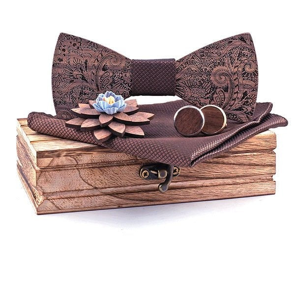 Coffret Noeud Papillon Bois Mariage - Elegant T282-C5