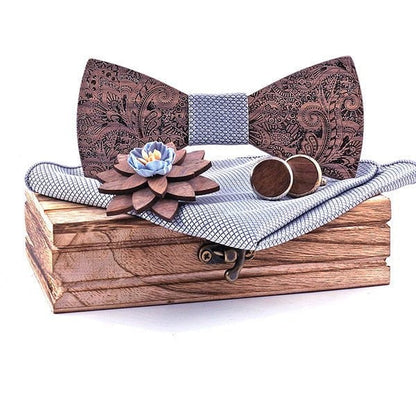 Coffret Noeud Papillon Bois Mariage - Elegant T282-C6