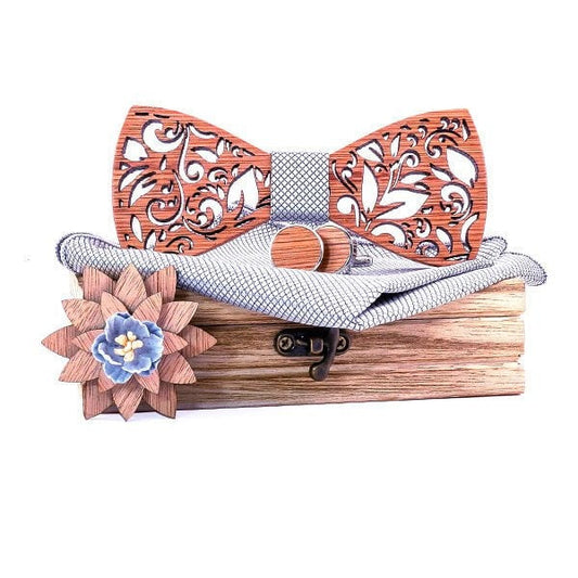 Coffret Noeud Papillon Bois Mariage - Leaf T296-C1