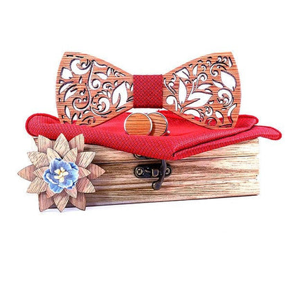 Coffret Noeud Papillon Bois Mariage - Leaf T296-C2