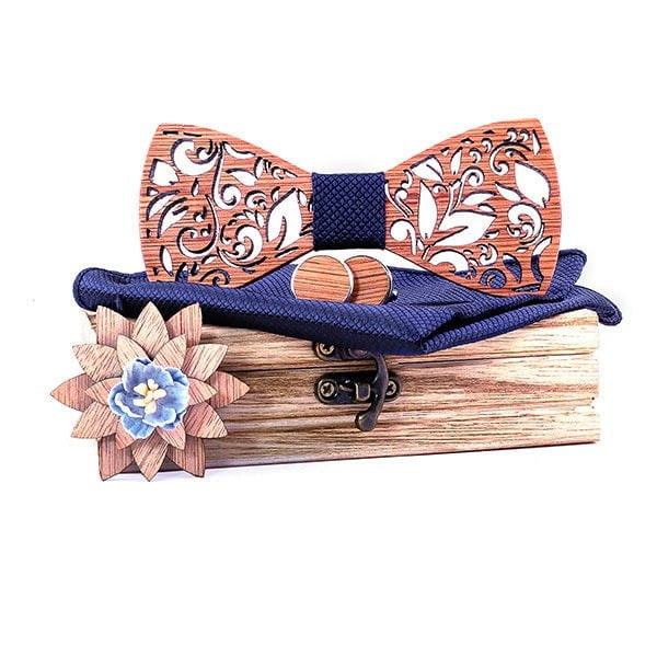 Coffret Noeud Papillon Bois Mariage - Leaf T296-C3