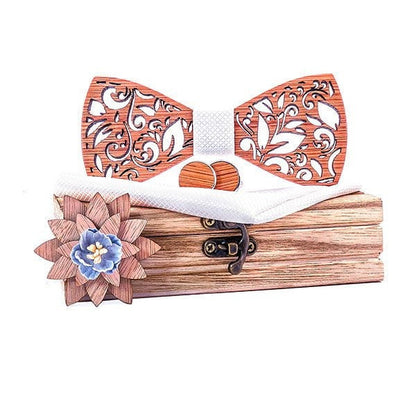 Coffret Noeud Papillon Bois Mariage - Leaf T296-C5