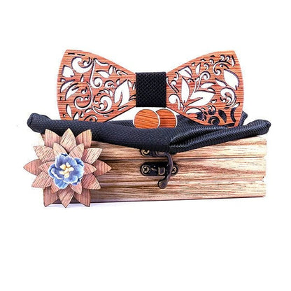 Coffret Noeud Papillon Bois Mariage - Leaf T296-C6