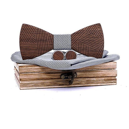 Coffret Noeud Papillon Bois Mariage - Line T221-C1
