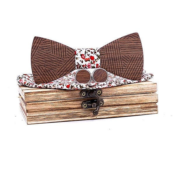 Coffret Noeud Papillon Bois Mariage - Line T221-C3